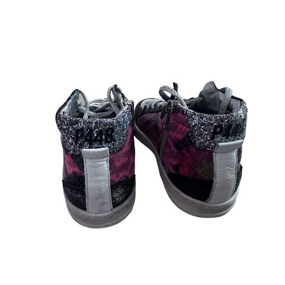 P448‎ Women's 36 High Top Skater Sneakers red black Snakeskin Python Print - Picture 12 of 13